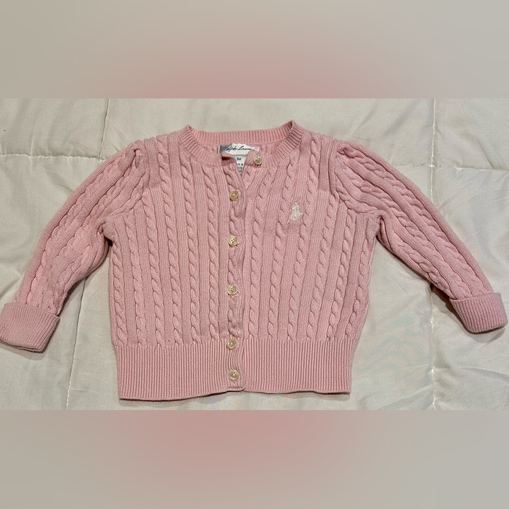 Ralph Lauren Mini-Cable Cotton Cardigan 9M